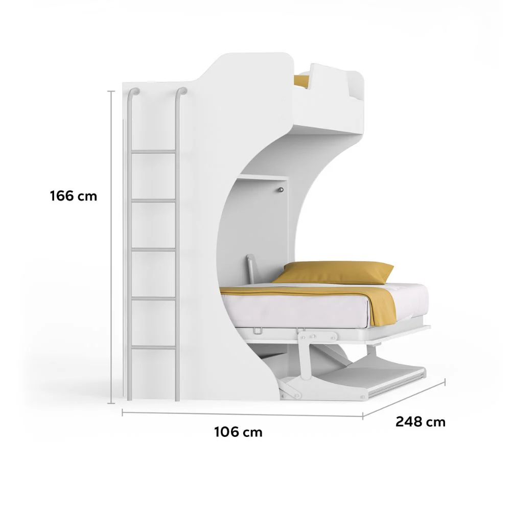Opklapbed stapelbed Academy 85/90 x 190 cm