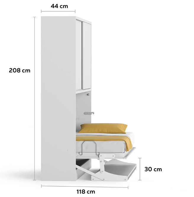 afmetingen opklapbed academy 1 persoons met bureau