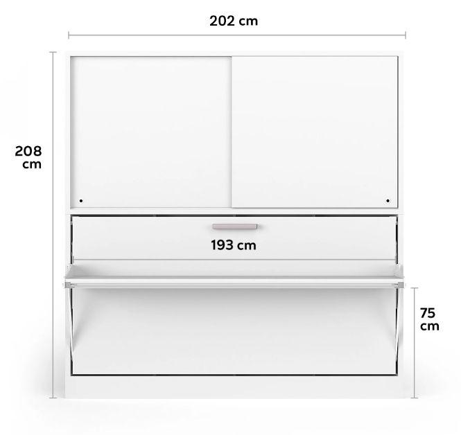afmetingen opklapbed academy met bureau