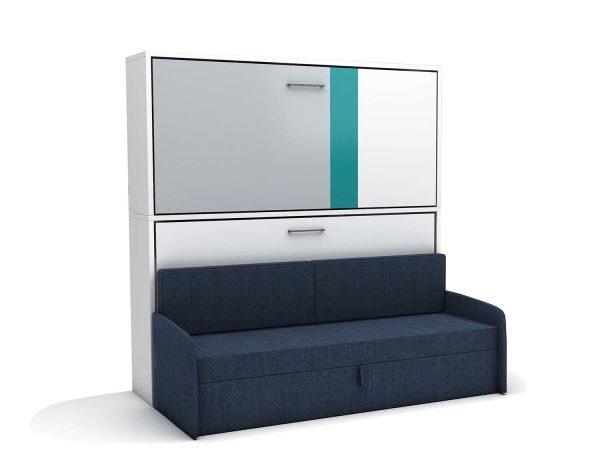 Opklap stapelbed Smart Bunk met bank