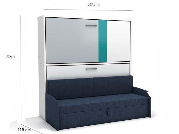 Opklap stapelbed Smart Bunk met bank - Afbeelding 2