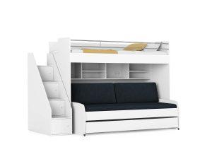 Opklap stapelbed 3 personen - Icon houtlook met bank antraciet