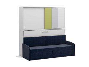 Eenpersoons opklapbed Academy - Verde - met  blauwe bank