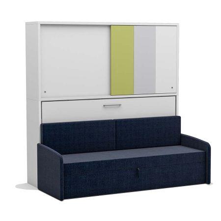 Eenpersoons opklapbed Academy - Verde - met  blauwe bank