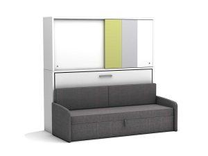 Eenpersoons opklapbed Academy - Verde - met  grijze bank