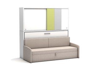 Eenpersoons opklapbed Academy - Verde - met  crème bank