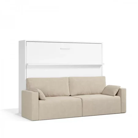 Tweepersoons Opklapbed 190x200cm - Couple - wit  met bank