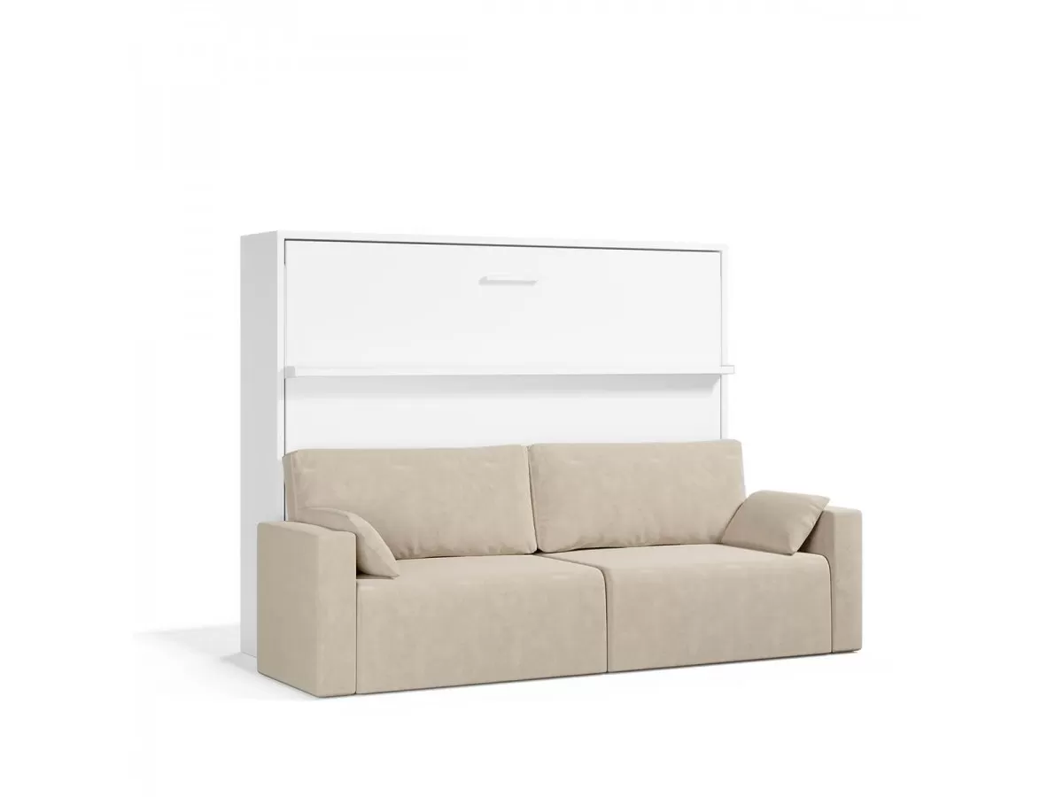 Tweepersoons Opklapbed 190x200cm - Couple - wit met bank