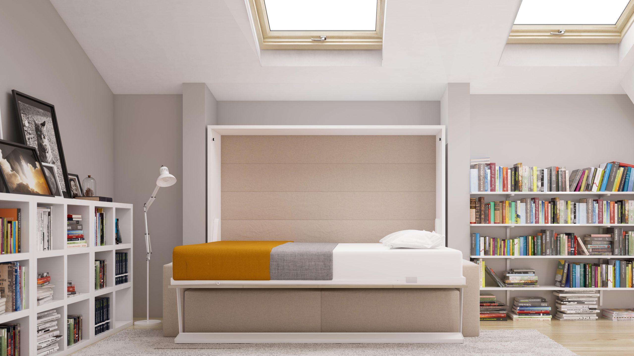 Tweepersoons Opklapbed 190x200cm – Couple – taupe met bank